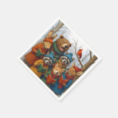 Weihnachtssänger Waldtiere  Serviette (Ecke)