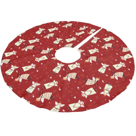 Weihnachtssanken Tree Skirt, Brushed Polyester Polyester Weihnachtsbaumdecke (Schrägansicht)