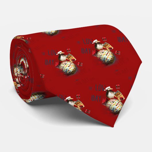 Weihnachtssankt-Enten-Muster auf Rot Krawatte (Gerollt)