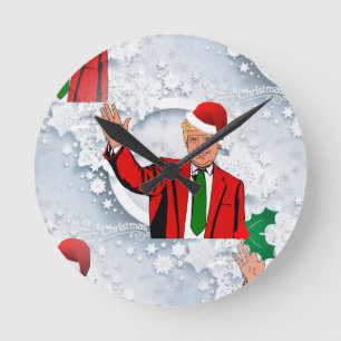 Weihnachtssanta Donald Trump Runde Wanduhr