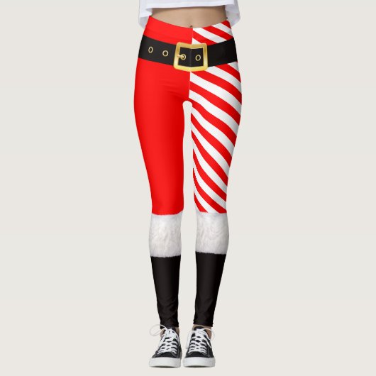 Weihnachtssanta+Kostüme+Rot+Baumwolle+Wolle+Plüsch Leggings (Vorderseite)