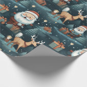 Weihnachtssanta und Rentiere Geschenkpapier (Ecke)