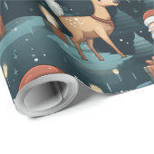 Weihnachtssanta und Rentiere Geschenkpapier (Rolleneckpunkt)
