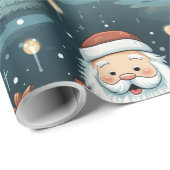Weihnachtssanta und Rentiere Geschenkpapier (Rolleneckpunkt)