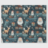 Weihnachtssanta und Rentiere Geschenkpapier (Flach)