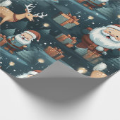 Weihnachtssanta und Rentiere Geschenkpapier (Ecke)