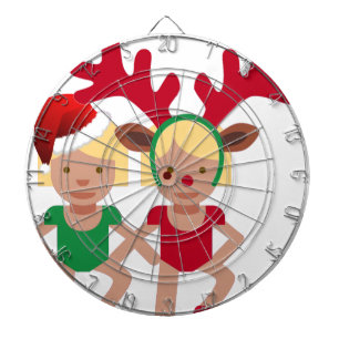 Weihnachtssanta-Zwillinge Emoji Dartscheibe