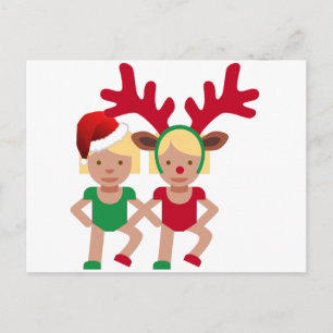 Weihnachtssanta-Zwillinge Emoji Feiertagspostkarte
