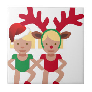 Weihnachtssanta-Zwillinge Emoji Fliese