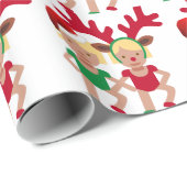 Weihnachtssanta-Zwillinge Emoji Geschenkpapier (Rolleneckpunkt)