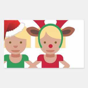 Weihnachtssanta-Zwillinge Emoji Rechteckiger Aufkleber