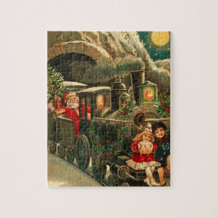 Weihnachtssantaszug im Vintage-Stil Puzzle