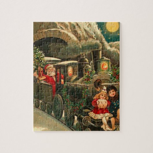 Weihnachtssantaszug im Vintage-Stil Puzzle (Vertikal)