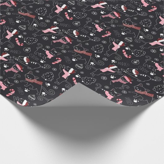 Weihnachtsscarf mit Santa Cat Kitty Pet Geschenkpapier (Ecke)