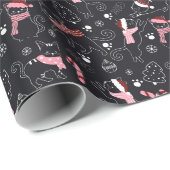 Weihnachtsscarf mit Santa Cat Kitty Pet Geschenkpapier (Rolleneckpunkt)