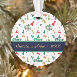 Weihnachtsschach - Stücke, Baum, Holly, Rentier Ornament