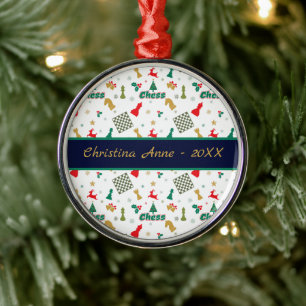 Weihnachtsschach - Stücke, Baum, Holly, Rentier Ornament Aus Metall
