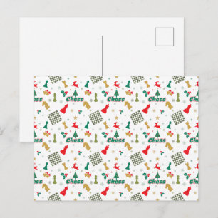 Weihnachtsschach - Stücke, Baum, Holly, Rentier Postkarte
