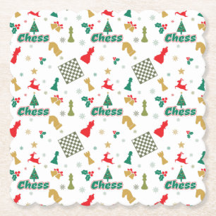 Weihnachtsschach - Stücke, Baum, Holly, Rentier Untersetzer