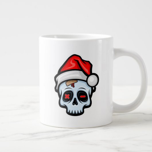 Weihnachtsschädel, Cartoon Stil Jumbo-Tasse (Rechts)