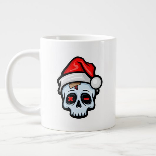 Weihnachtsschädel, Cartoon Stil Jumbo-Tasse (Links)