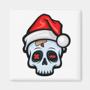 Weihnachtsschädel, Cartoon Stil Magnet