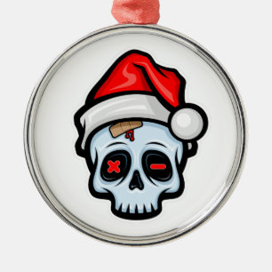 Weihnachtsschädel, Cartoon Stil Ornament Aus Metall