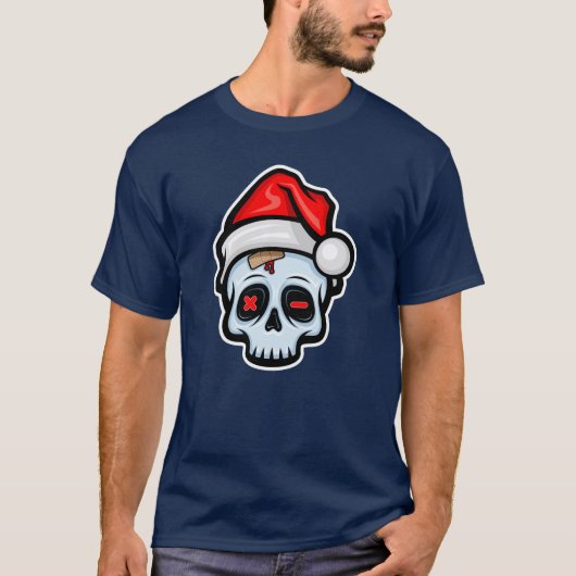 Weihnachtsschädel, Cartoon Stil T-Shirt (Vorderseite)