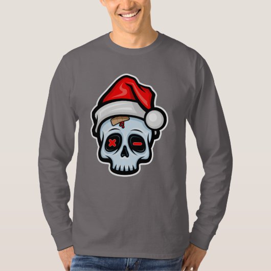 Weihnachtsschädel, Cartoon Stil T-Shirt (Vorderseite)