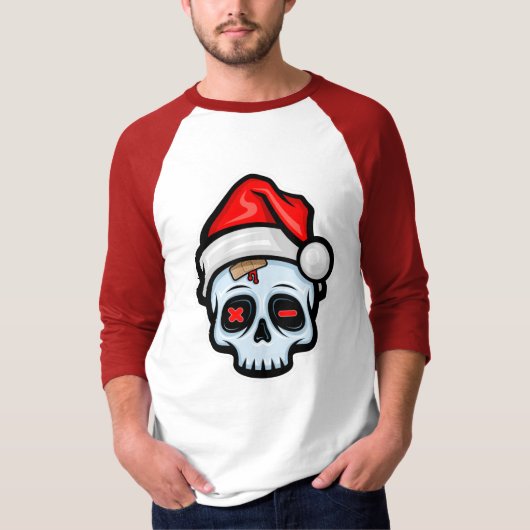 Weihnachtsschädel, Cartoon Stil T-Shirt (Vorderseite)