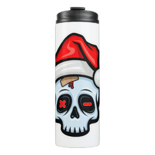 Weihnachtsschädel, Cartoon Stil Thermosbecher