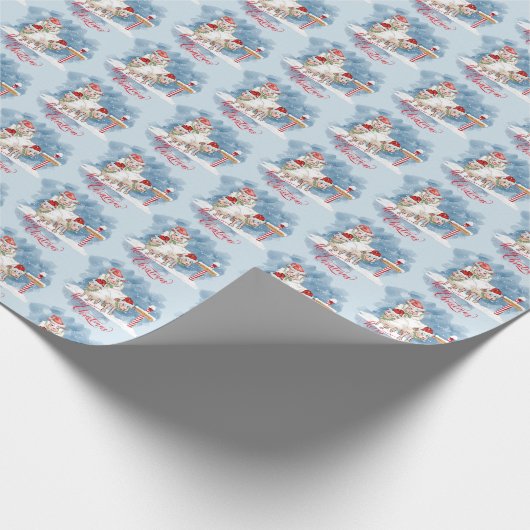 Weihnachtsschaf am Nordpol Geschenkpapier (Ecke)