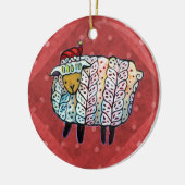 Weihnachtsschaf-Baum-Verzierung Keramikornament (Links)