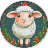 Weihnachtsschaf Cartoon Aufkleber (Vorderseite)