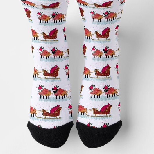 Weihnachtsschaf, der Santas-Schlitten zieht Socken