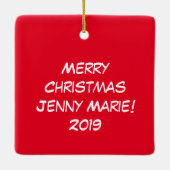 Weihnachtsschaf Kinder Cartoon Keramikornament (Rückseite)