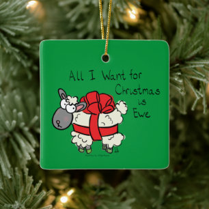 Weihnachtsschaf Kinder Cartoon Keramikornament