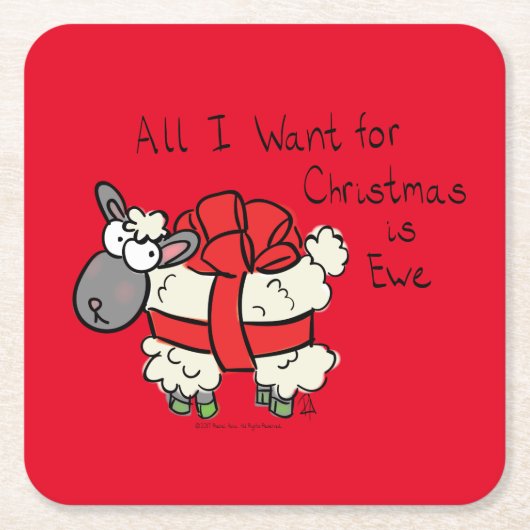Weihnachtsschaf Kinder Cartoon Rechteckiger Pappuntersetzer (Vorderseite)