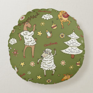 Weihnachtsschaf Rundes Kissen