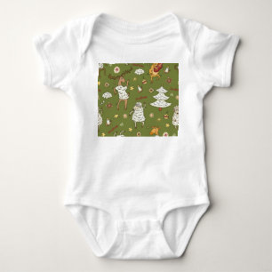 Weihnachtsschaf: Tier Illustration im Vintage-Stil Baby Strampler