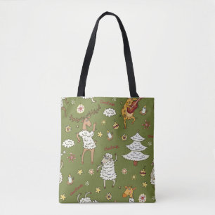 Weihnachtsschaf: Tier Illustration im Vintage-Stil Tasche