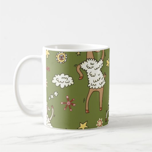 Weihnachtsschaf: Vintage Illustration von Tieren. Kaffeetasse (Links)