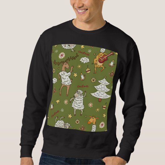 Weihnachtsschaf: Vintage Illustration von Tieren. Sweatshirt (Vorderseite)