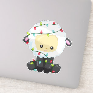 Weihnachtsschaf, Weihnachtslicht, Niedliches Schaf Aufkleber