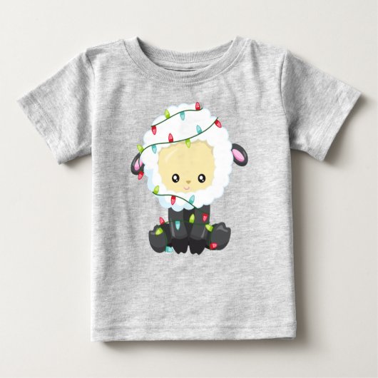 Weihnachtsschaf, Weihnachtslicht, Niedliches Schaf Baby T-shirt (Vorderseite)