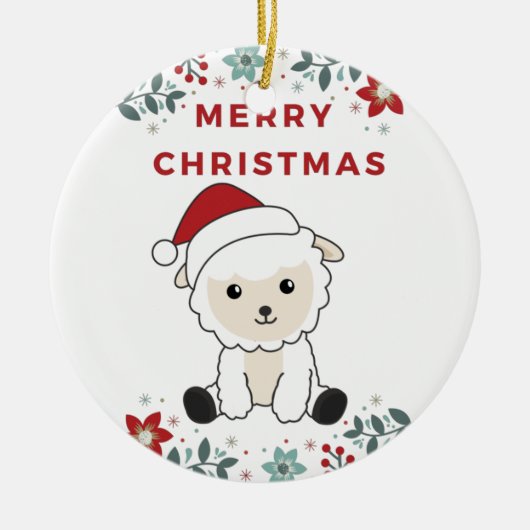 Weihnachtsschaf Wintertiere Keramik Ornam Keramik Ornament (Vorne)