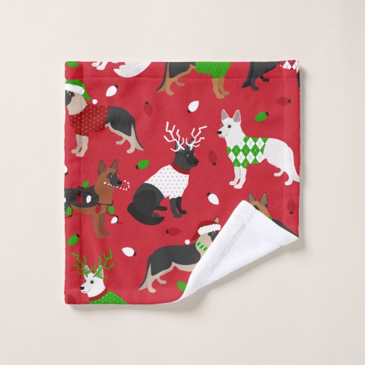 Weihnachtsschäfer Badhandtuch Set (Waschlappen)