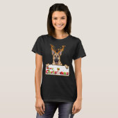 Weihnachtsschäfer Hund mit Antlern T-Shirt (Vorne ganz)