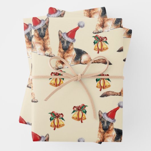 Weihnachtsschäfer Hundeschenk, Hundebesitzergesche Geschenkpapier Set (Beispiel)