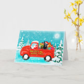 Weihnachtsschäfer Hundeschenkwagen Karte (Gelbe Blume)